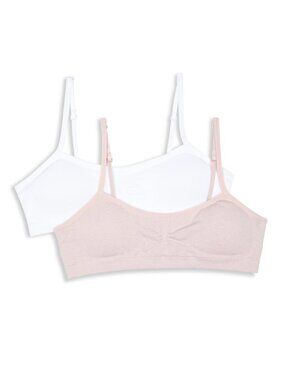 NEW Hanes Girls' Seamless Molded Cup Wirefree Bra 2-Pack Pink Heather/White